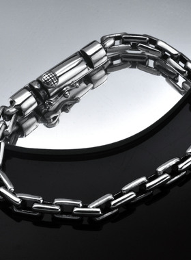 S925纯银手饰日韩潮流男士手链光面插销情侣手链男银饰品直播爆款