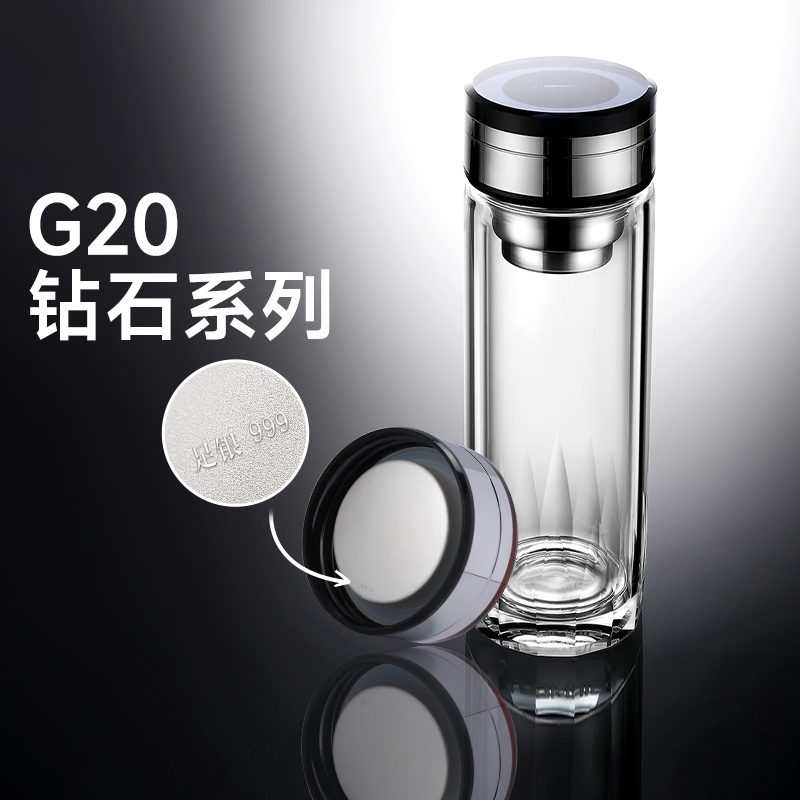 tomicg20便携999纯银双层玻璃杯