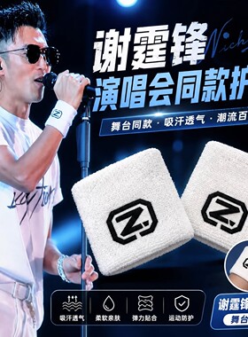 谢霆锋北京演唱会周边休闲简约黑白色NIC毛绒运动吸汗纯棉护手腕