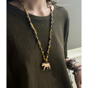 小红书博主同款 小众时髦彩色大斑马吊坠手工编绳长项链 SWAHI