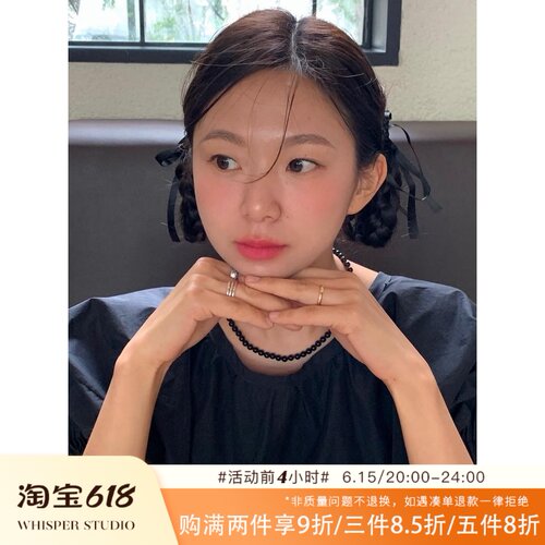 黑色天然石高级感手工串珠项链