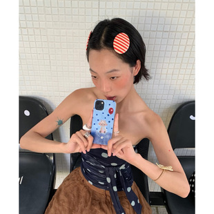 超出片 可爱少女小众设计醋酸边夹发夹女 彩色条纹甜酷风弹簧夹