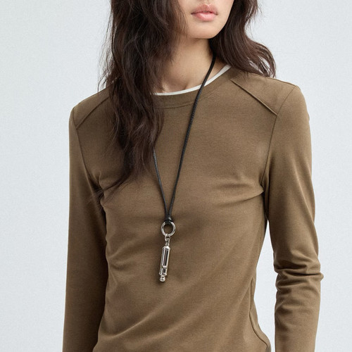 Lemai*小众设计中性风可以吹的银色哨子吊坠长款抽拉可调节项链