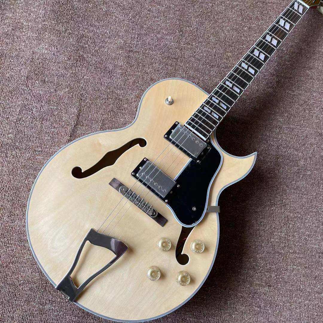 f孔 空心 爵士电吉他 原木色 玫瑰木指板 可按要求定制