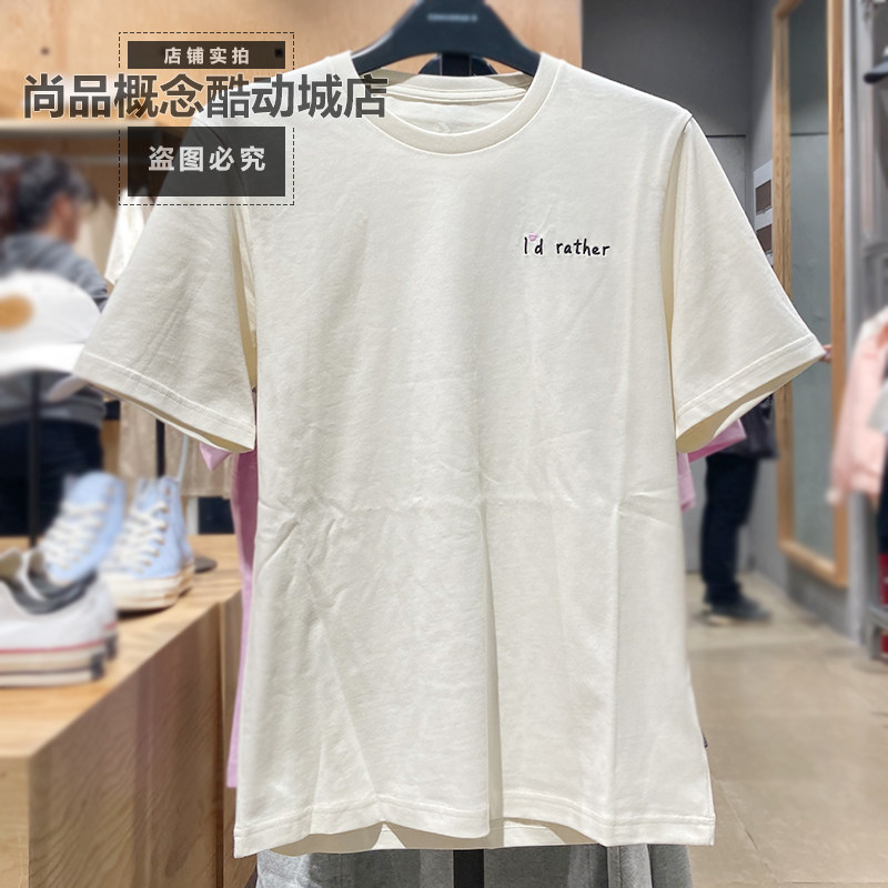 converse匡威春夏新款女子款字母刺绣可爱运动短袖体恤潮10027223