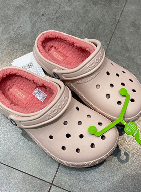 crocs暖棉洞洞鞋卡骆驰男女鞋经典加绒包头毛毛棉拖鞋203591