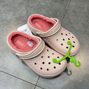 crocs暖棉洞洞鞋卡骆驰男女鞋经典加绒包头毛毛棉拖鞋203591