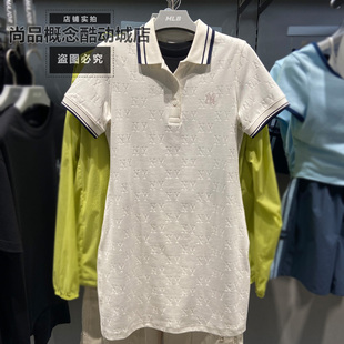 MLB春夏女款运动休闲宽松满印NY翻领短袖T恤裙子连衣裙3FOPM0163
