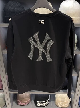 MLB春季男女同款复古大标刺绣运动休闲圆领套头长袖卫衣3AMTM0361