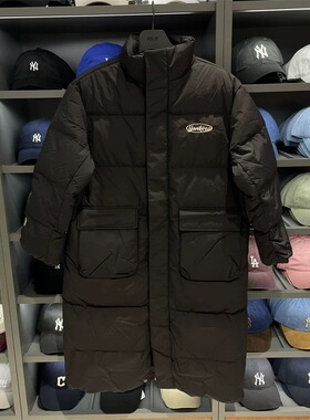 MLB冬季男女同款运动休闲多口袋防风保暖连帽长款羽绒服3ADJB1756