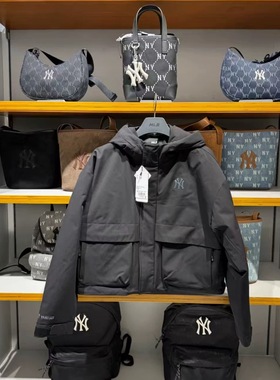 MLB冬季女款运动休闲工装多袋防风防泼水保暖连帽羽绒服3FDJB0156