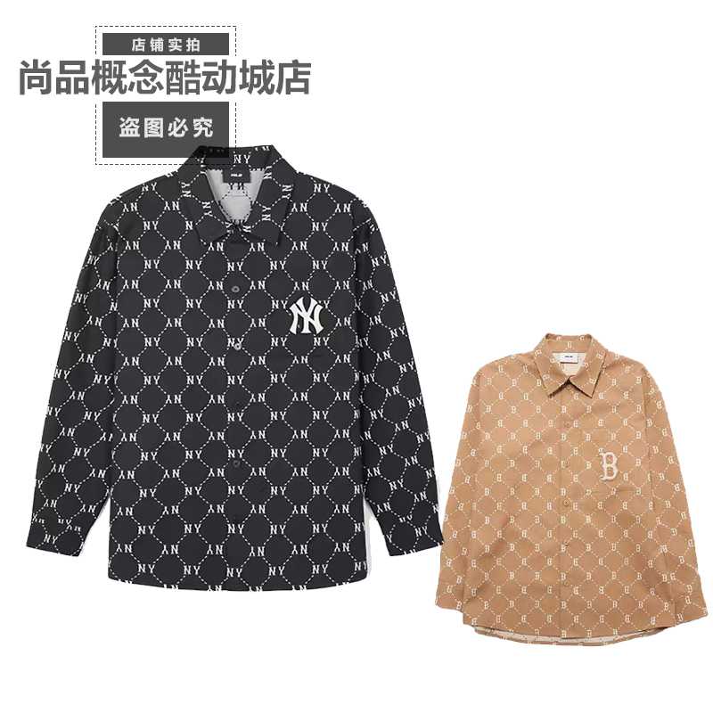 MLB男复古刺绣钻石老花衬衫外套