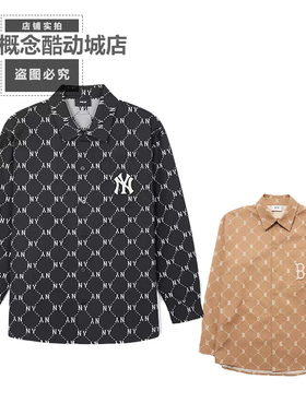 MLB男女同款2024年新款复古刺绣钻石老花衬衫休闲外套潮3AWSM0541