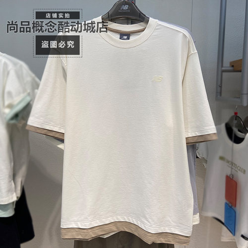 NEW BALANCE NB夏季情侣运动休闲透气圆领假两件短袖T恤AMT52301