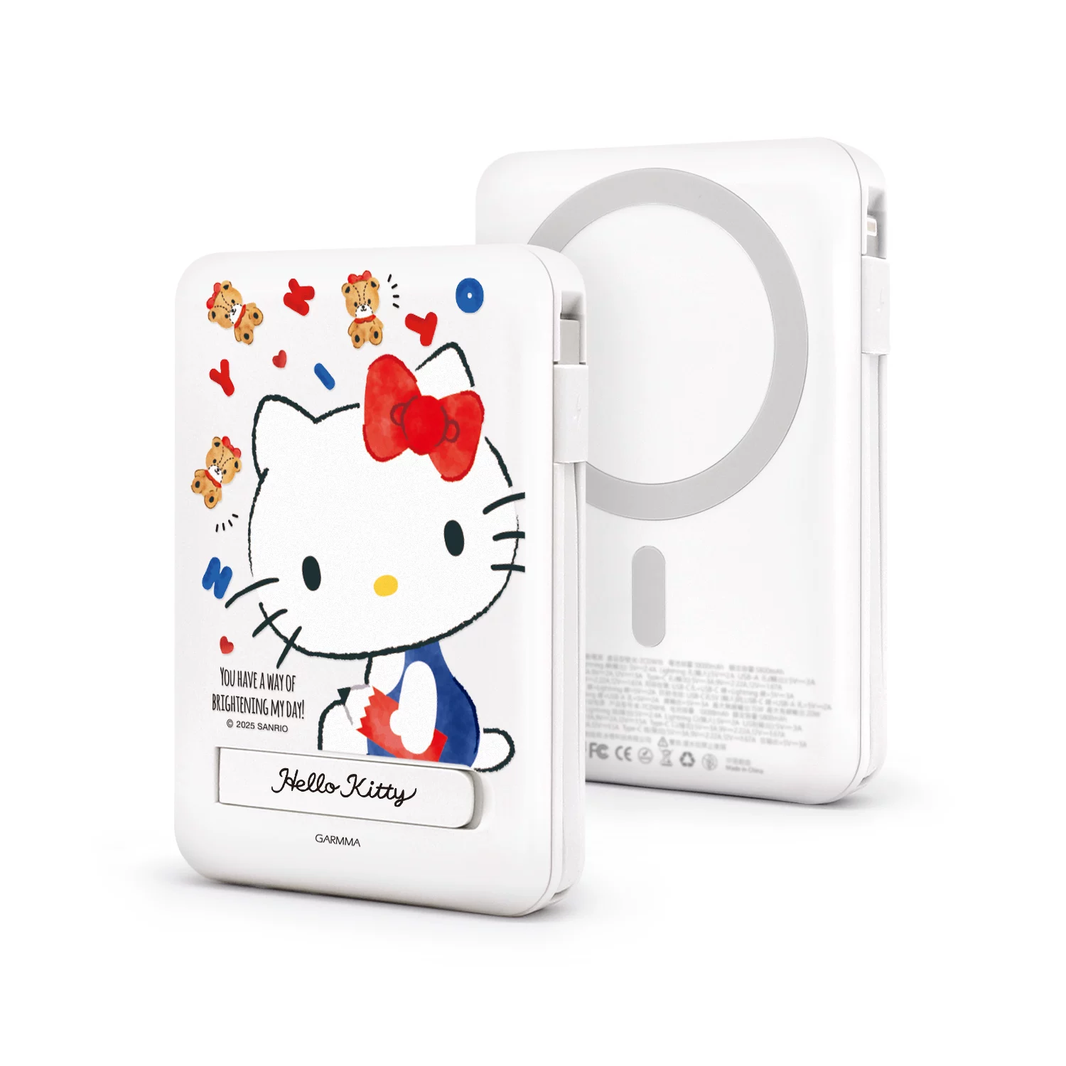 Hello Kitty, яблоко, магнитная совместимость сверхтонкой зарядки iPhone 16, ручной телефон, источник питания, 16proMax, iPhone
