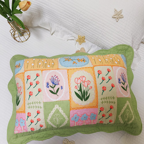 新款全棉小清新夹棉枕套儿童成人