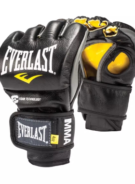 EVERLAST 激战同款半指分指MMA UFC散打搏击综合格斗牛皮拳套手套