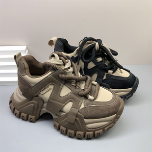 尾货清仓真皮女老爹鞋 耐磨皮鞋 厚底休闲秋季 女休闲鞋 新款 专柜断码