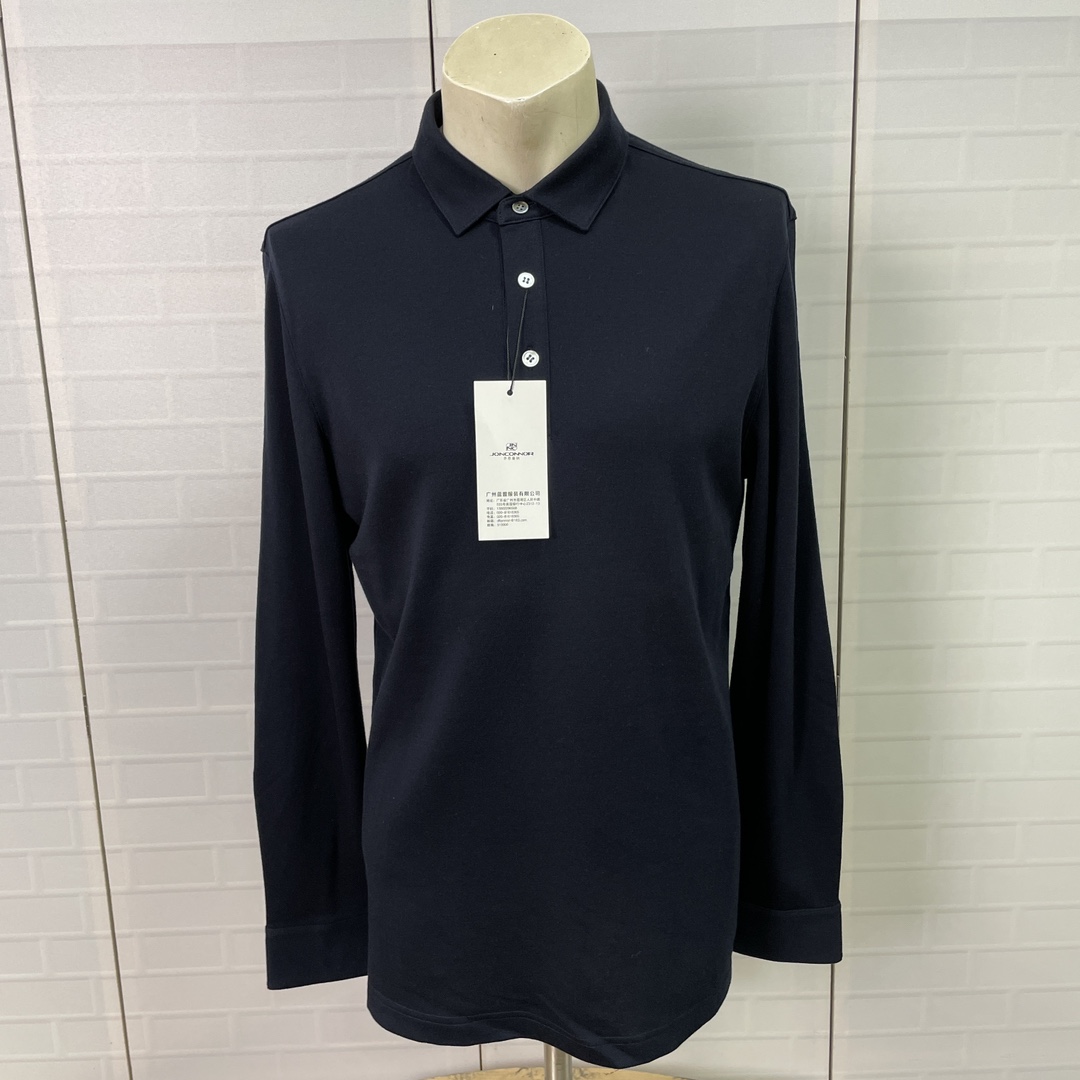 CX215   50码路易长袖商务春秋季男士商务休闲翻领常规款T恤