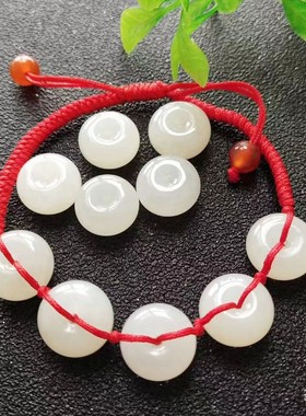 天然和田玉平安扣隔片12mm14mm16mm18mm算盘珠苹果珠隔珠diy手串