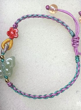 天然和田玉蝴蝶手链女蝶恋花手绳