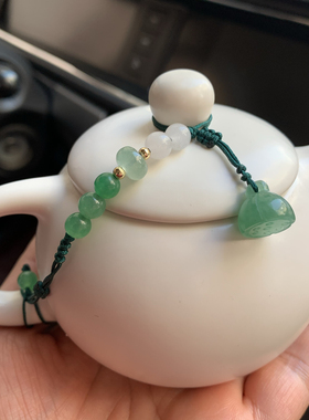 原创手工编织紫砂壶盖防摔绳东陵玉莲蓬茶壶杯盖绳绑壶绳茶具配件