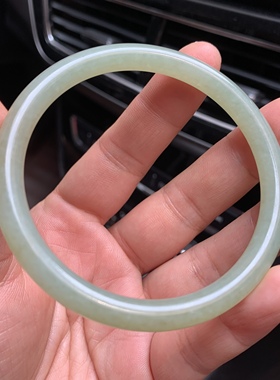 天然新疆和田玉手镯且末蓝玉镯子58内径手镯女送证书