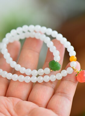 天然和田玉白玉多圈手串