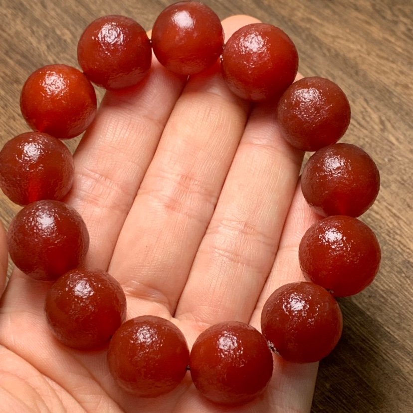橘皮老玛瑙手串红玛瑙20mm18mm单圈手链男女手串复古红玛瑙手串