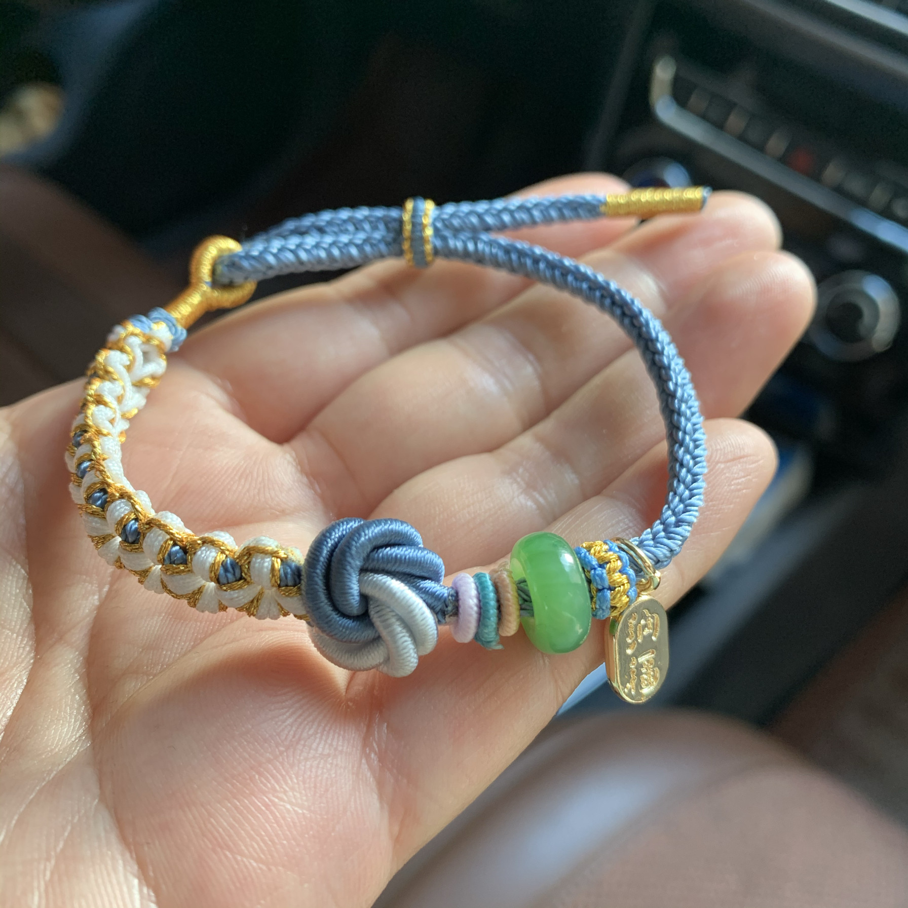 桃花结曼陀罗结手绳天然和田玉碧玉路路通手链小红书抖音同款礼物