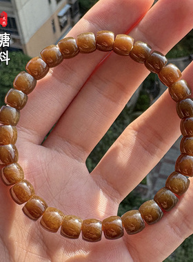 精品天然和田玉且末糖料直切老型珠苹果珠手串手链男女款