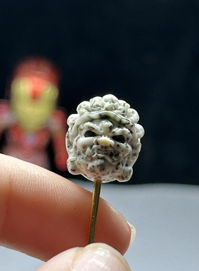 海南星月菩提籽骷髅黑天阿呆原生态雕刻绿幽灵顺白石玉料配珠三通