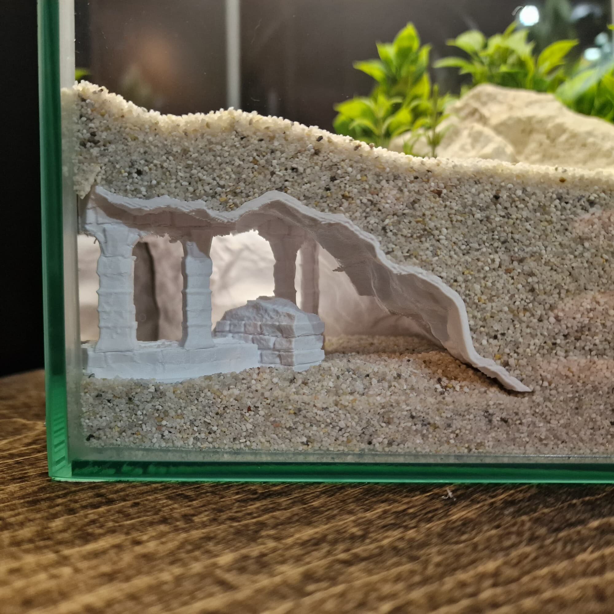 Old Ruins 鱼缸造景3D打印水族装饰水下洞穴小鱼虾躲避屋底沙地形