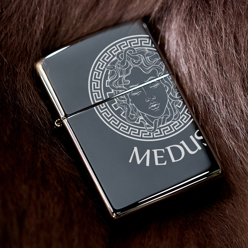 zippo打火机正品限量版黑冰美杜莎雕刻定制刻字正版 男友生日礼物