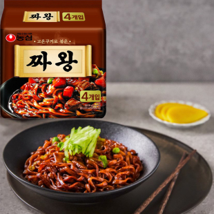 韩国进口农心炸王醇香炸酱面粗面杂酱面拌面速食134gX4袋泡面拉面