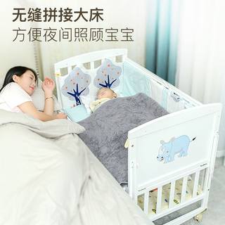 白色婴儿床拼接大床可移动宝宝小床新生儿童欧式bb实木质摇篮折叠