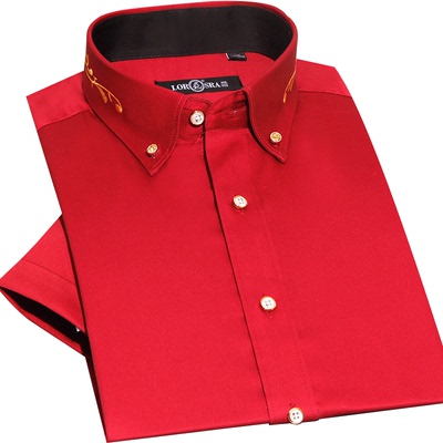 罗撒新郎结婚酒红色本命年衬衫