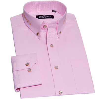 粉色结婚伴郎商务正装刺绣白寸衫