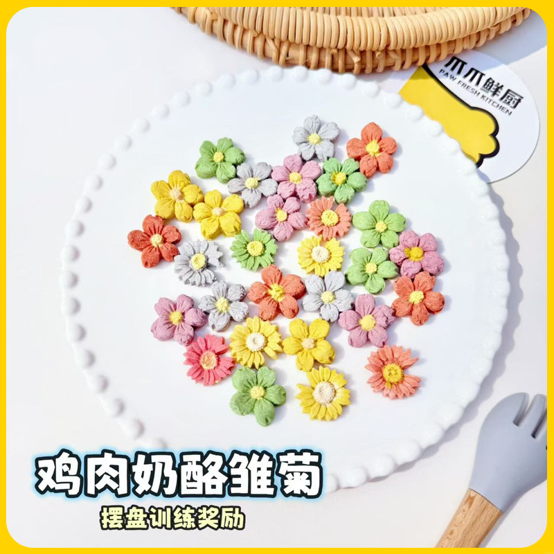 鸡肉奶酪雏菊手工自制宠物零食猫猫狗狗饼干生日装饰摆盘配餐