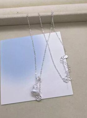 自拍足银990纯银葫芦流苏项链实心女新中式招财福禄吊坠送女友