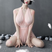 显胸大透视装 超薄款 透气露背超薄纱网纱连衣裙桑拿技师工作服女士