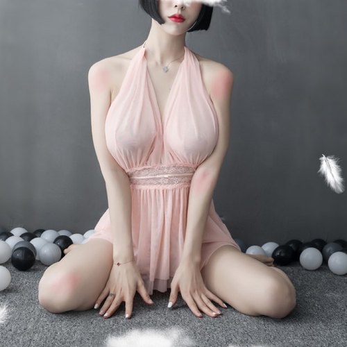 桑拿网纱技师工作服薄纱透视装