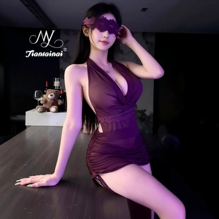 6572潮尚夜总会内衣性感透视网纱包臀短裙火辣诱惑露背秘书套装