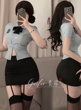 4116潮尚夜总会性感女警职业套装角色扮演紧身制服诱惑短裙套装