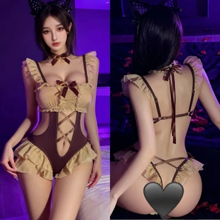 6361潮尚夜总会性感蕾丝内衣连体女仆装 制服诱惑火辣激情连体衣