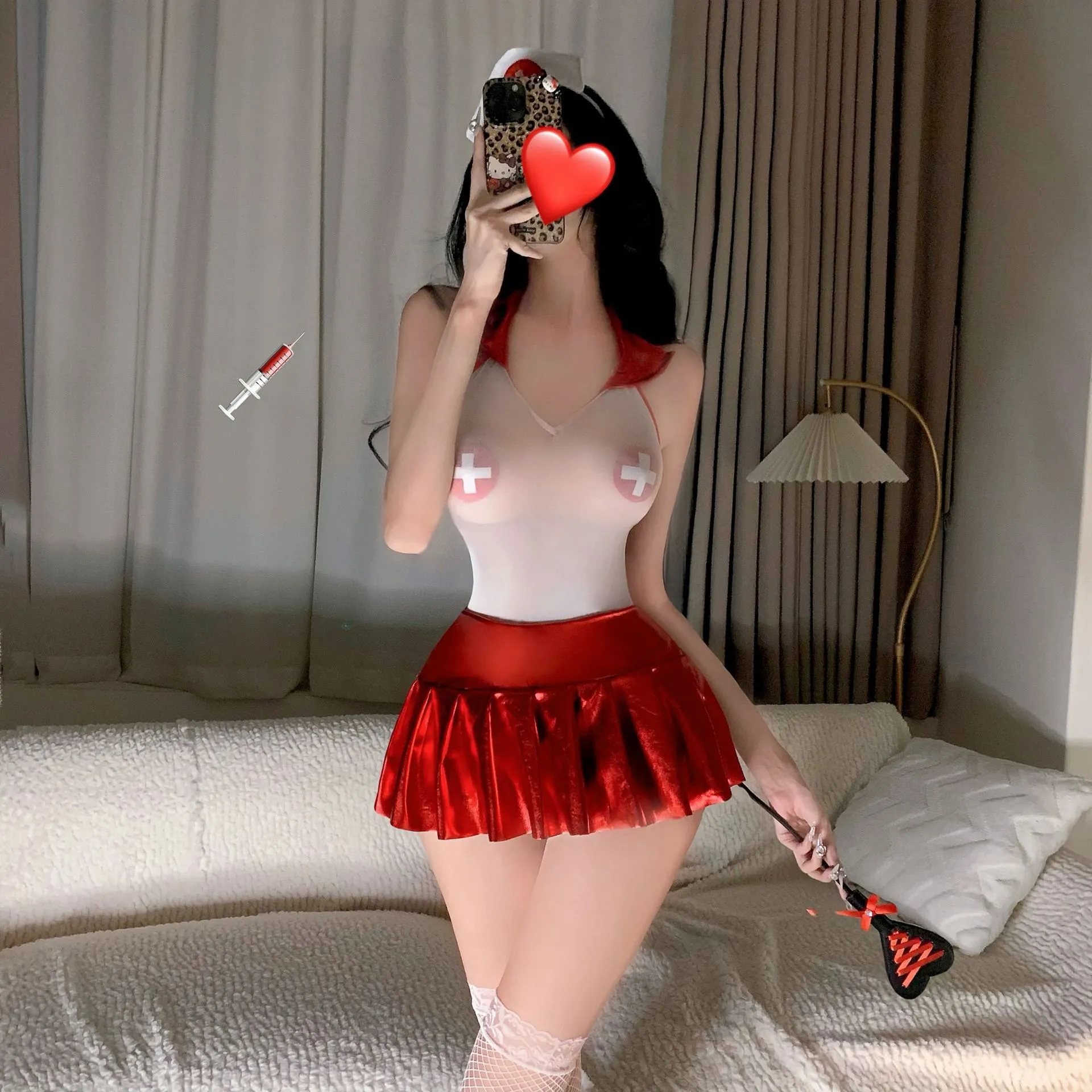 4061潮尚夜总会直播内衣性感连体护士制服诱惑角色扮演连衣裙