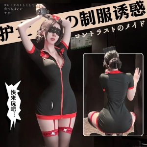 7748潮尚夜总会包臀调情性趣内衣纯欲拉链护士女用少妇感性连衣裙