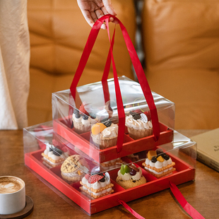 四宫格包装盒2寸蛋糕下午茶点心毛巾卷纸杯甜品盒子六九格4打包盒