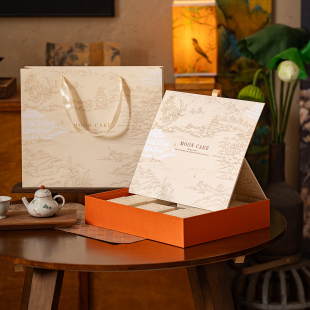 2025中秋月饼礼盒手提袋6/8粒广式流心80g高档空盒定制新中式苏式