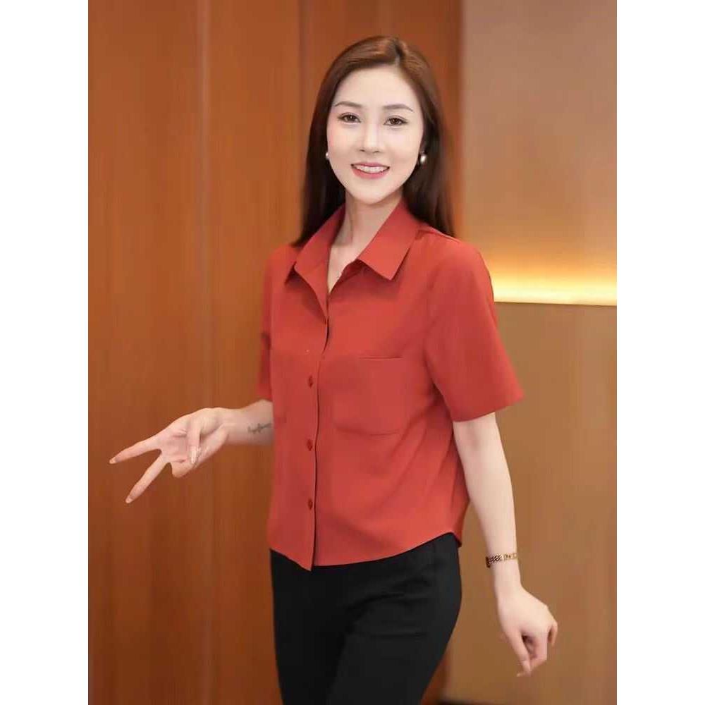 夏季女士衬衫女衬衣短袖半袖2025年新款短款垂感百搭上衣遮肚子